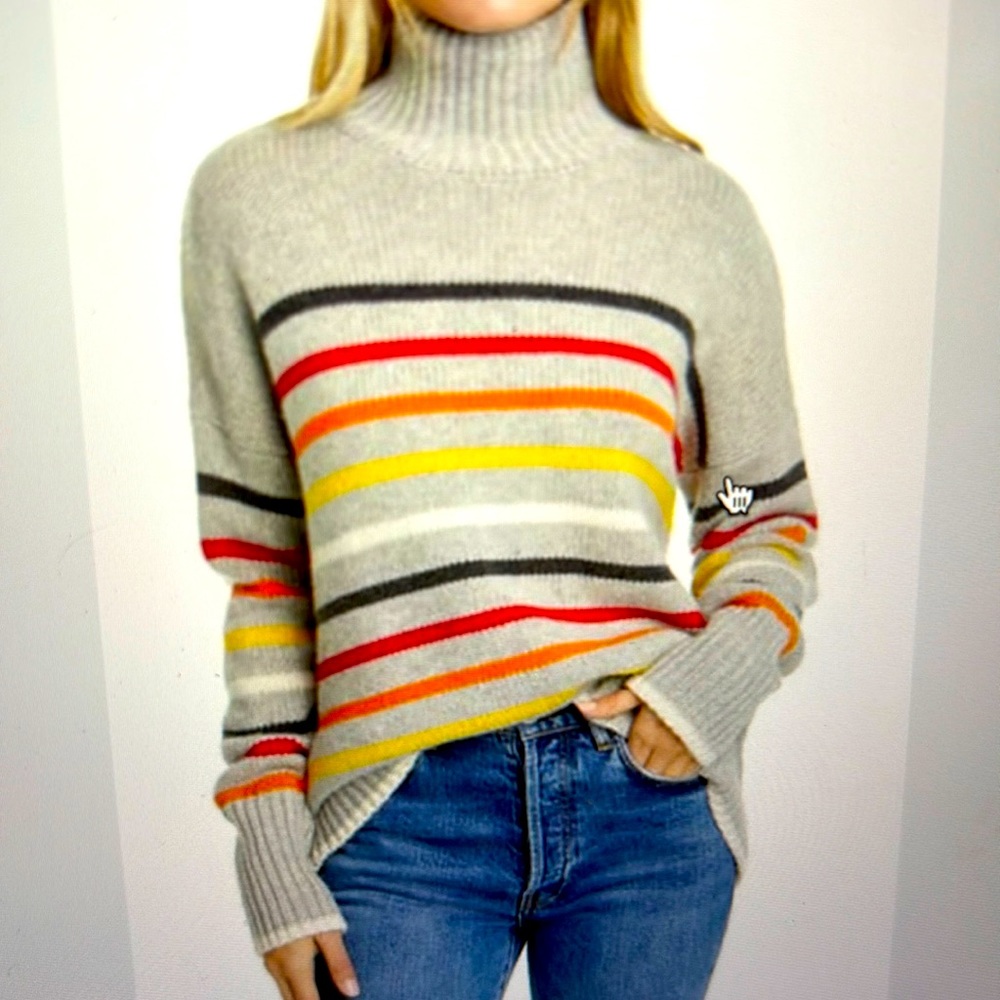 LA LIGNE Marin striped wool & cashmere turtleneck sweater (Sz Small)